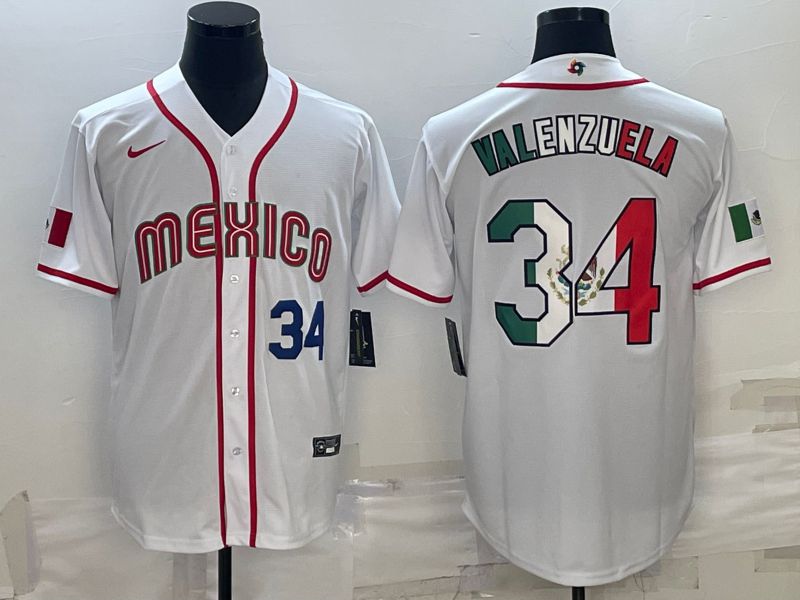 Men 2023 World Cub Mexico #34 Valenzuela White Nike MLB Jersey13->more jerseys->MLB Jersey